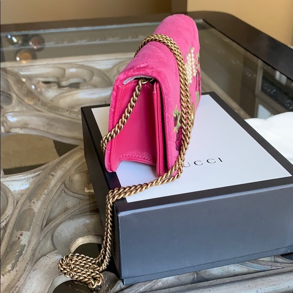 New Gucci Love GG Pink Velvet and Leather Bag - Picture 2 of 8
